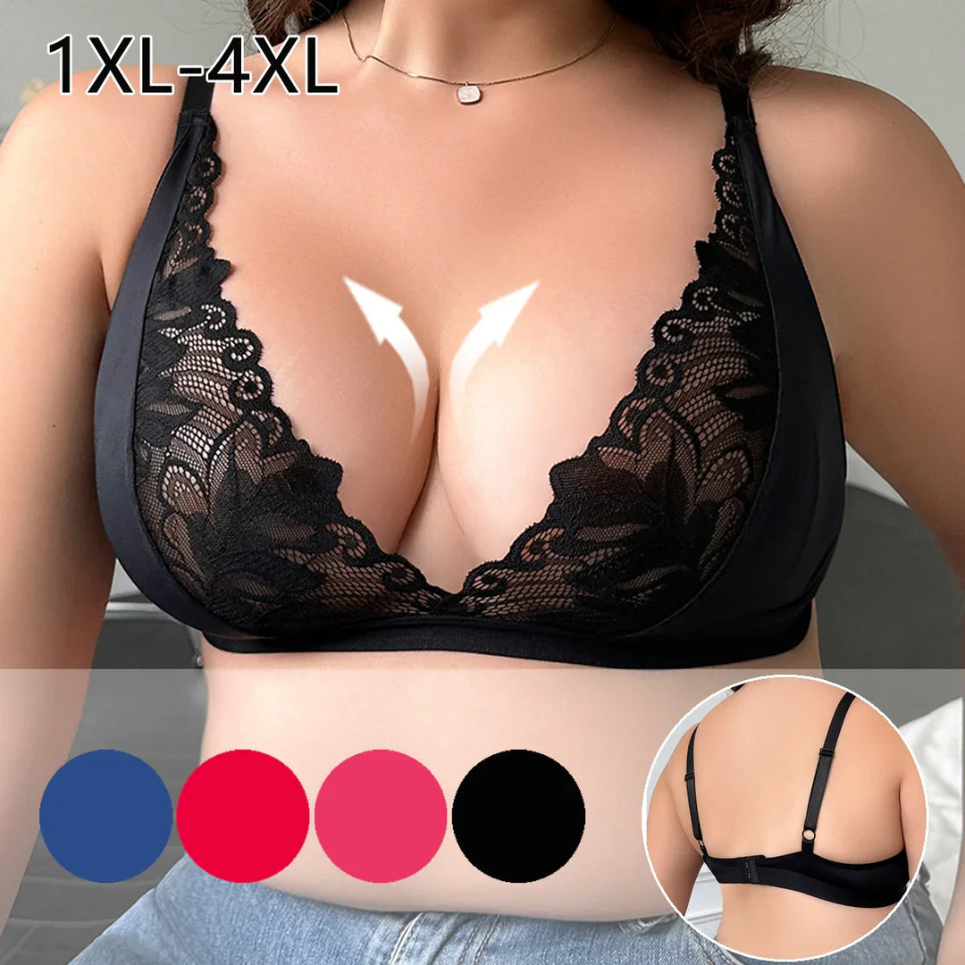 Viomisha 1 PC Sexy Lace Bras for Women Full Coverage Underwire Bras Plus Size Push Up Bra for Heavy Breast 1XL-4XL - Viomisha