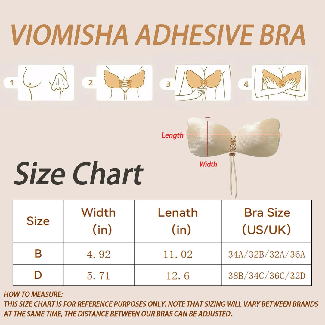 Viomisha 1 PCS Women Sticky Bra Backless Strapless Bra Push Up Breathable Underwear Adhesive Invisible Lift Up Bras - Viomisha