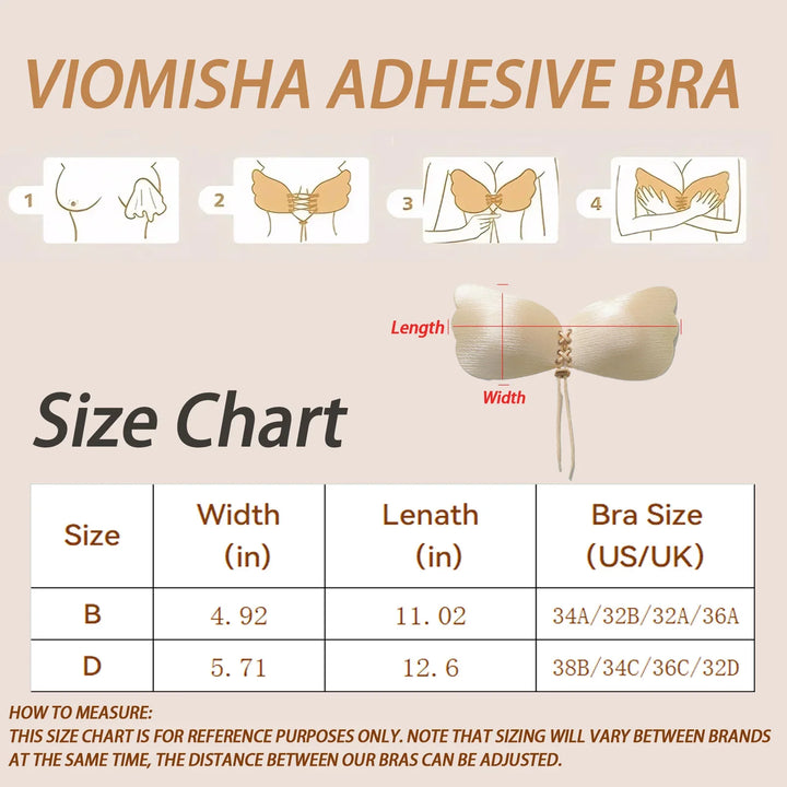 Viomisha 1 PCS Women Sticky Bra Backless Strapless Bra Push Up Breathable Underwear Adhesive Invisible Lift Up Bras - Viomisha