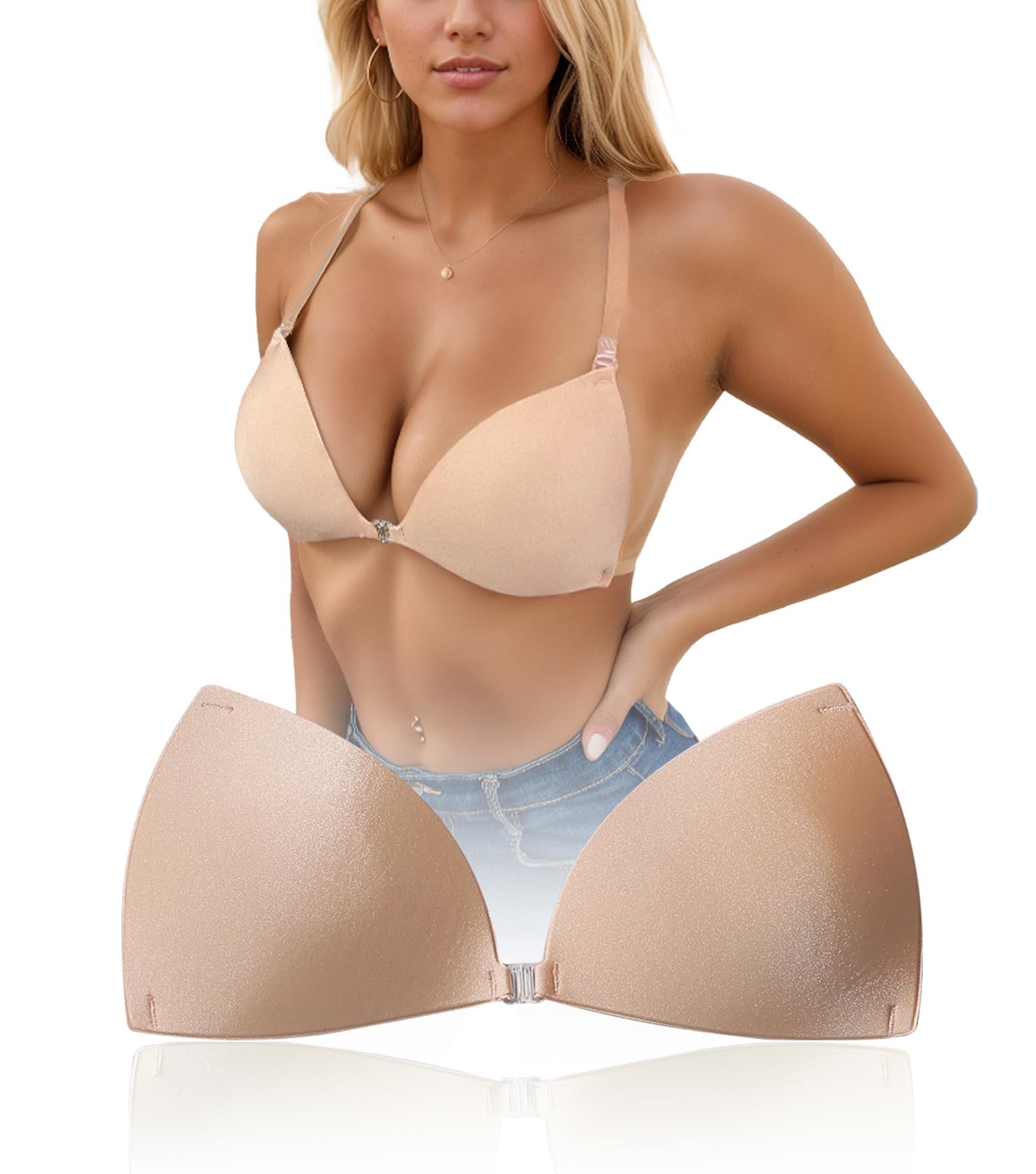 Sticky Bra Push Up for Women, Strapless Invisible Adhesive Bra with Strap for Backless Dress