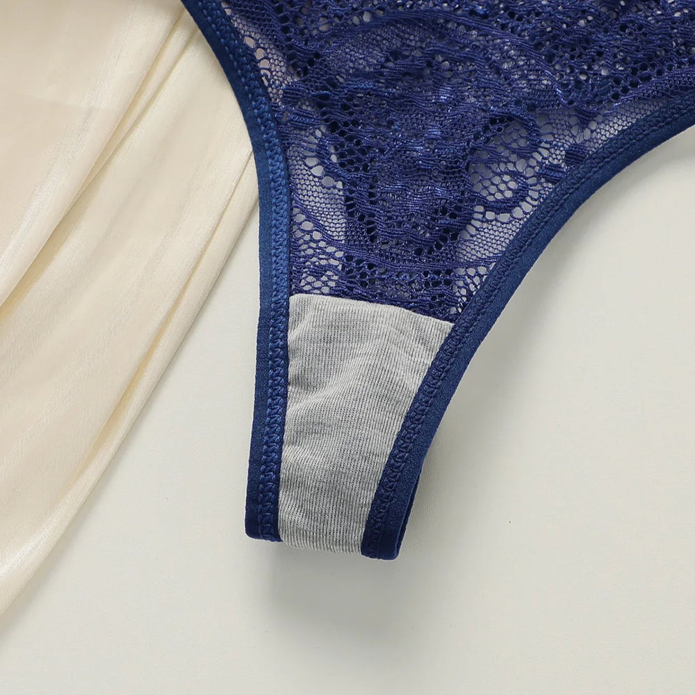 Viomisha 3pcs/Set Seamless Sexy Lace See-Through Ladies Panties With Floral Pattern Lingerie Comfortable andBreathable Underpants - Viomisha