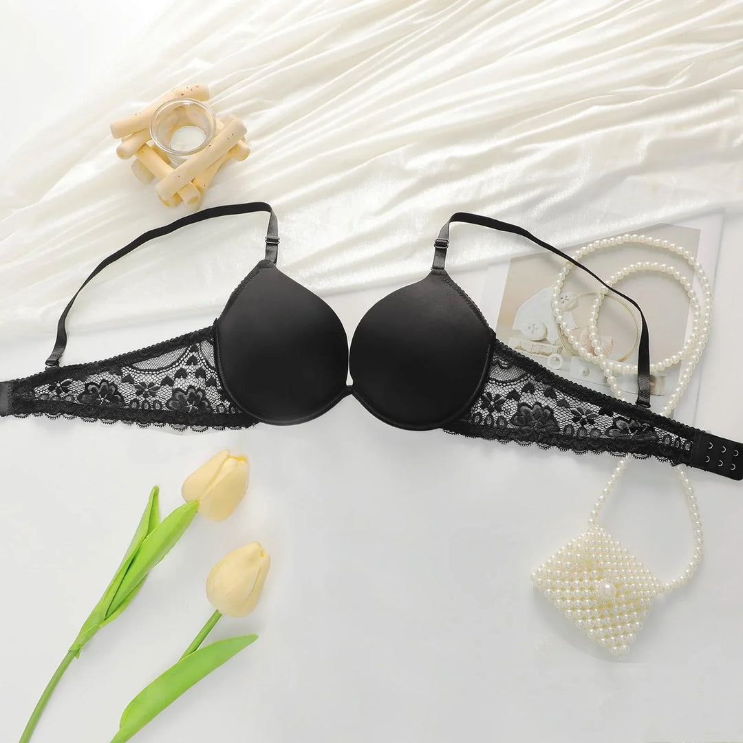 Viomisha Sexy Push Up Bra for Women Deep V Neck T-Shirt Bra with Underwire Smoothing Demi Cup Bra with Lace Straps - Viomisha